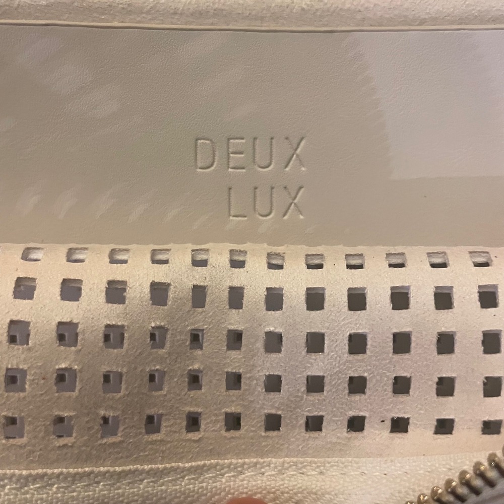 Deux Lux Perforated Clutch Ivory Leather Zip Top Pouch New - Picture 3 of 6